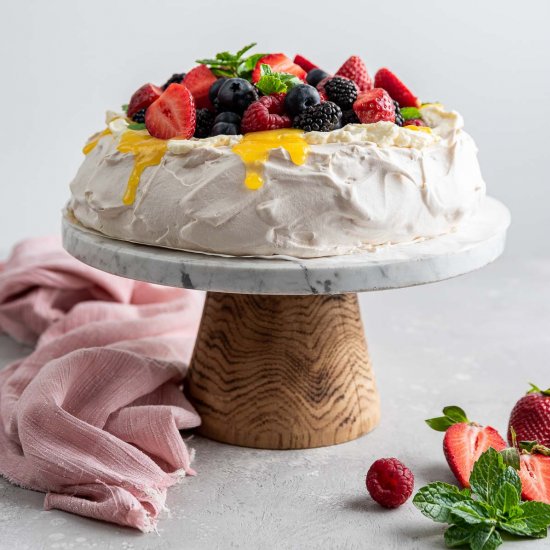 Berry Pavlova with Lemon Curd Cream