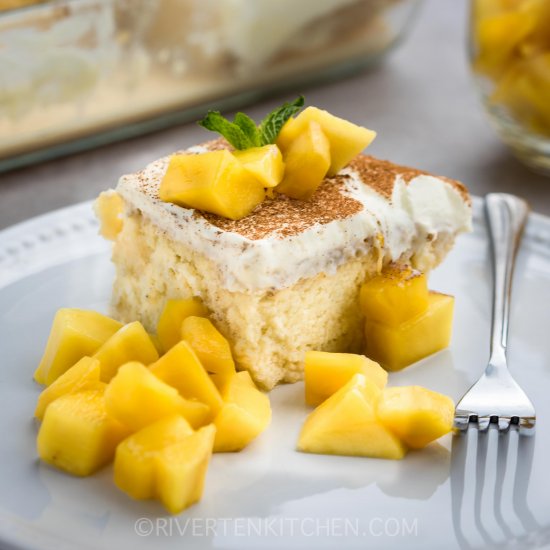 Tres Leches Mango Cake (less-sweet)