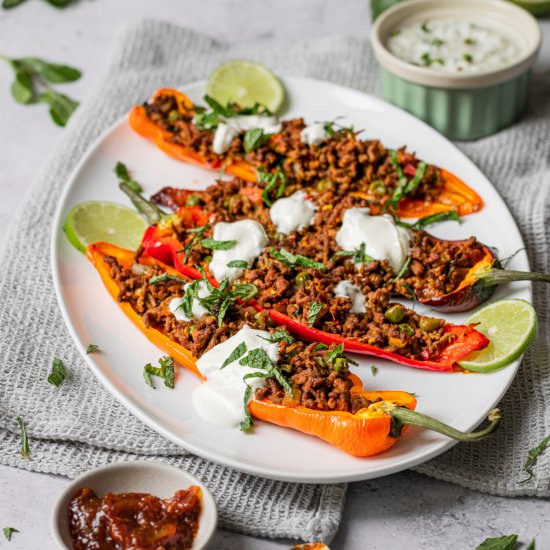 Keema Stuffed Romano Peppers