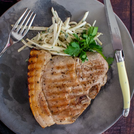 Grilled Pork, Celeriac Remoule