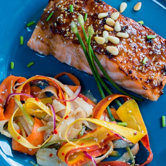 glazed hoisin salmon-carrot salad