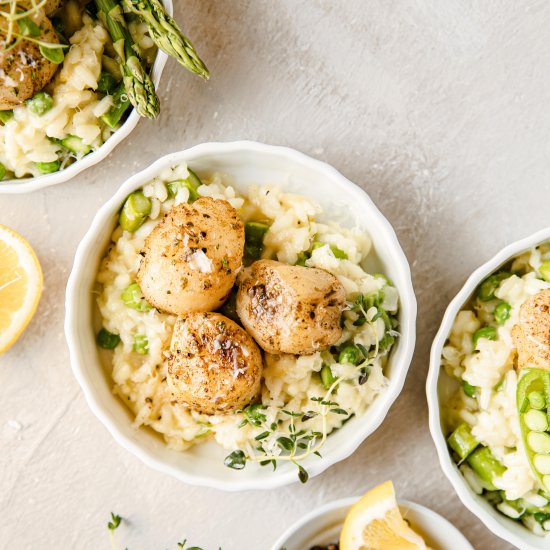 Seared Scallops and Spring Risotto