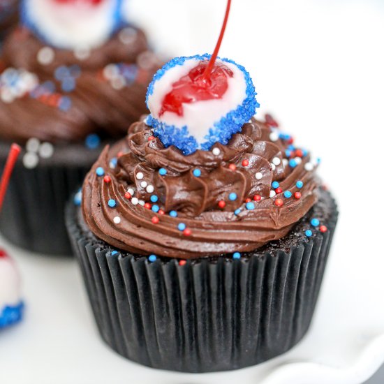 4th of July Cherry Bomb Cupcakes