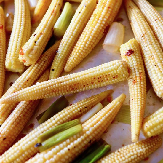 Roasted Baby Corn with Chili & Lime