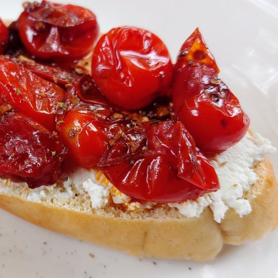 Goat Cheese Balsamic Tomato Crostini