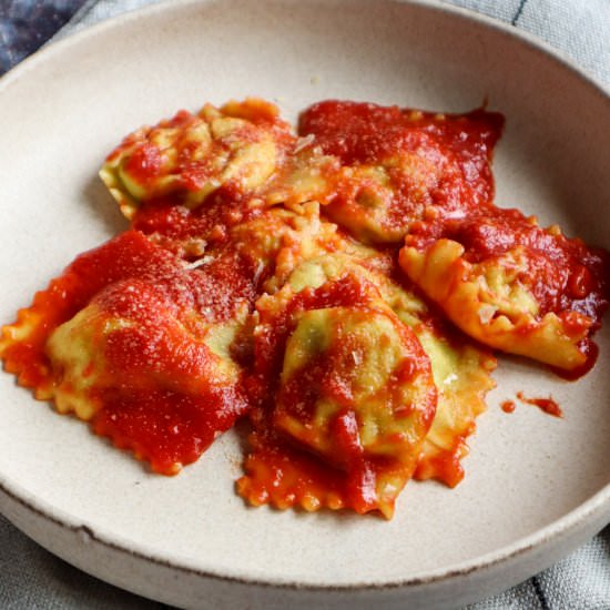 Homemade vegan ravioli