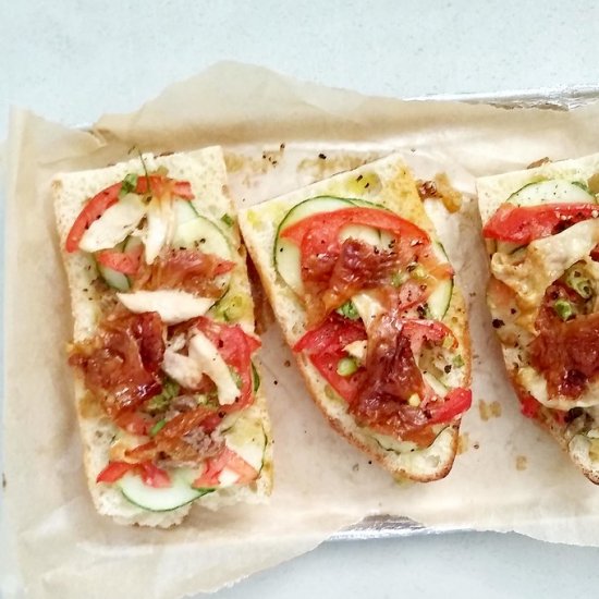 Chicken Skin Tomato Bruschetta