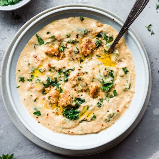 Vegan Cauliflower Soup with Sausage