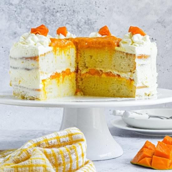 Eggless Mango Cream Cake