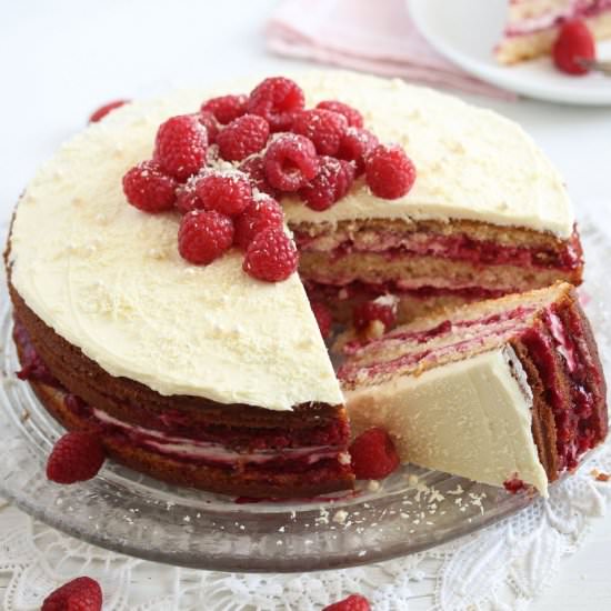 Raspberry and White Chocolate Cake