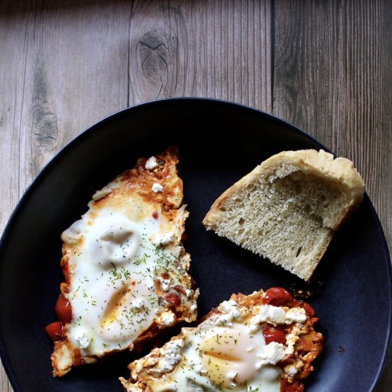 Shakshuka with Pasta Sauce and Leek