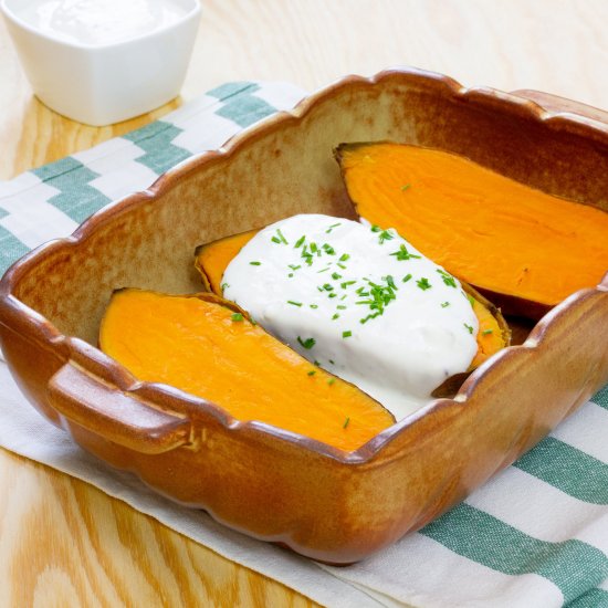 Baked sweet potatoes with cheese