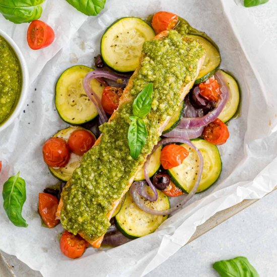 Pesto Salmon in Parchment Paper