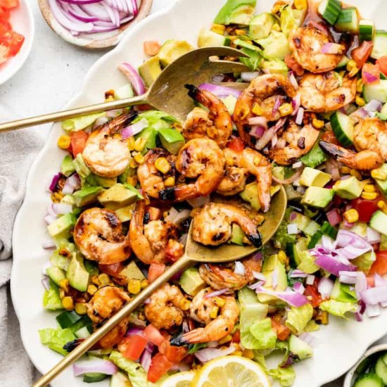 Grilled BBQ Shrimp Salad