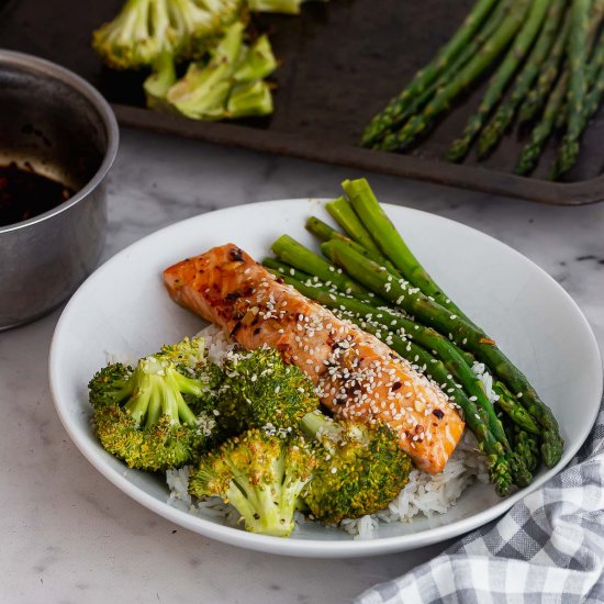 honey garlic salmon with asparagus