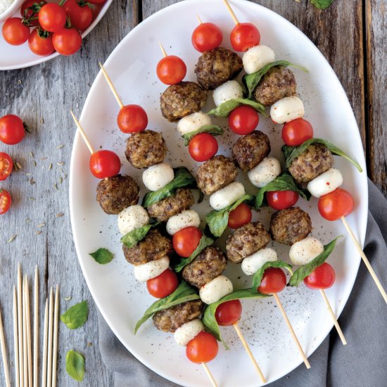 Caprese Meatball Kabobs