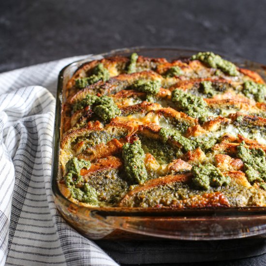 Carrot Top Pesto Breakfast Strata