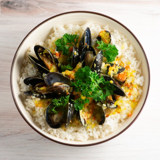 Mussels in Blue Cheese Sauce!