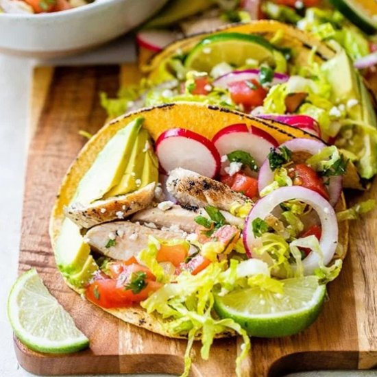 Tacos with Lettuce, Avocado, Cotija