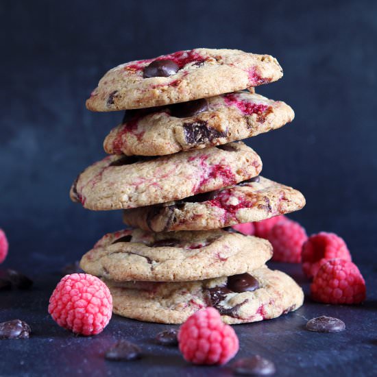 Dark Chocolate Raspberry Cookies