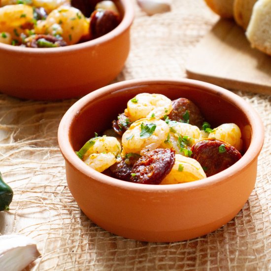 Prawns with chorizo