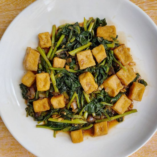 Adobong Kangkong with Tofu