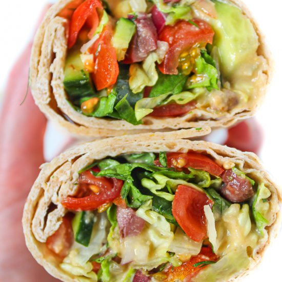 Greek Salad Wrap with Hummus