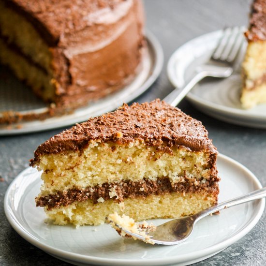 Yellow Cake with Fudge Frosting