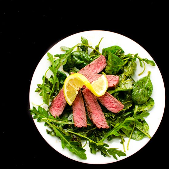 Seared Steak with Arugula & Spinach