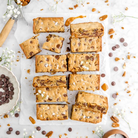 Chocolate Caramel Pecan Cookie Bars