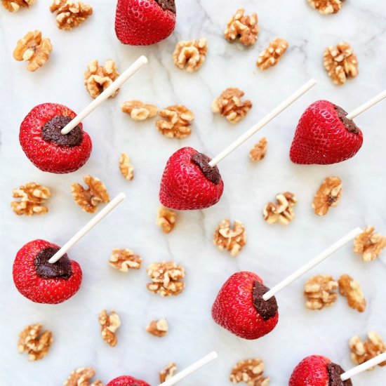 strawberry-walnut lollipops