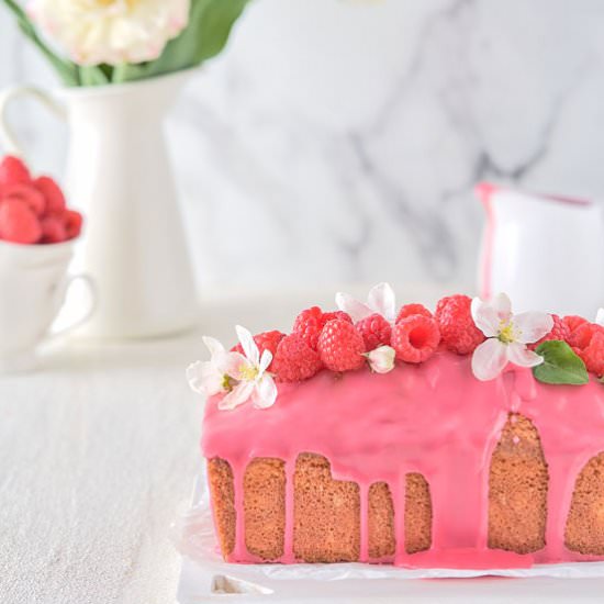 Vanilla Cake w/ Raspberry Glaze