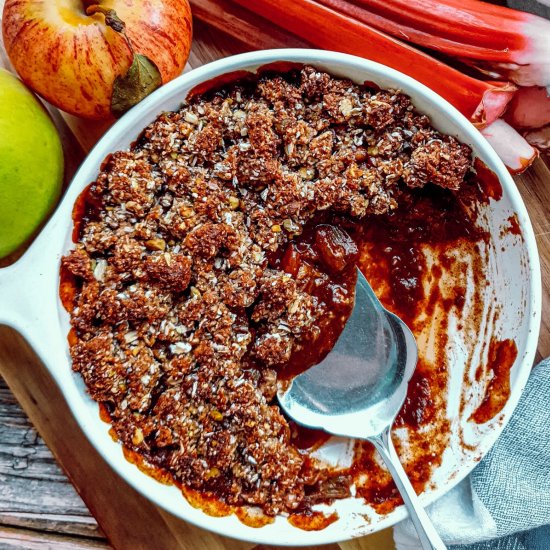 GF Protein Apple Rhubarb Crumble