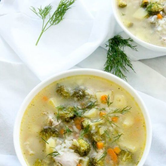 Vegetable Rice Soup with Chicken