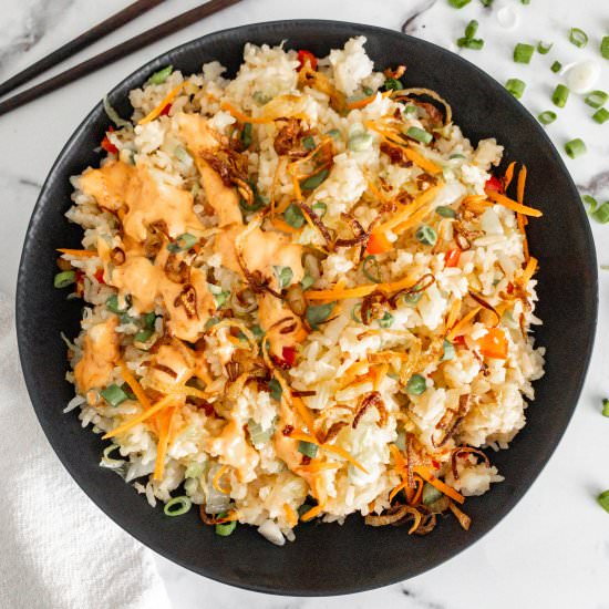 Veggie Fried Rice with Chili Aioli