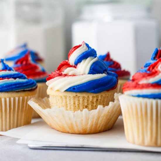 Red White and Blue Cupcakes