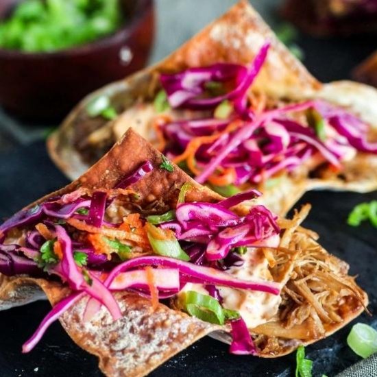 Asian Style Pork Wonton Tacos