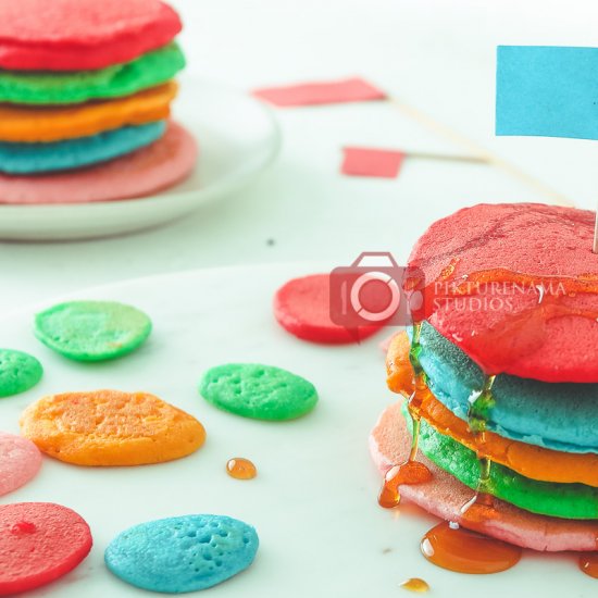 Rainbow pancakes for kids