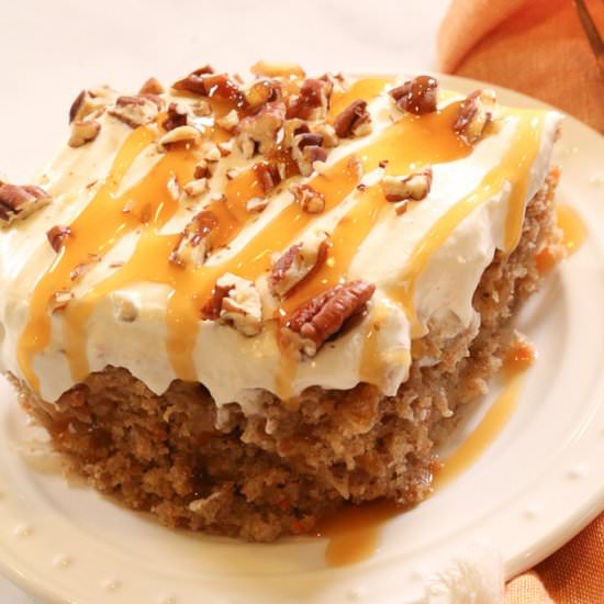 Carrot Caramel Poke Cake