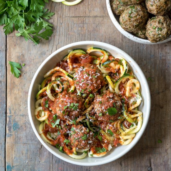 Chicken Meatballs with Zoodles