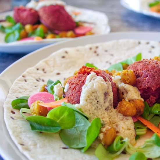 Easy baked beetroot falafel