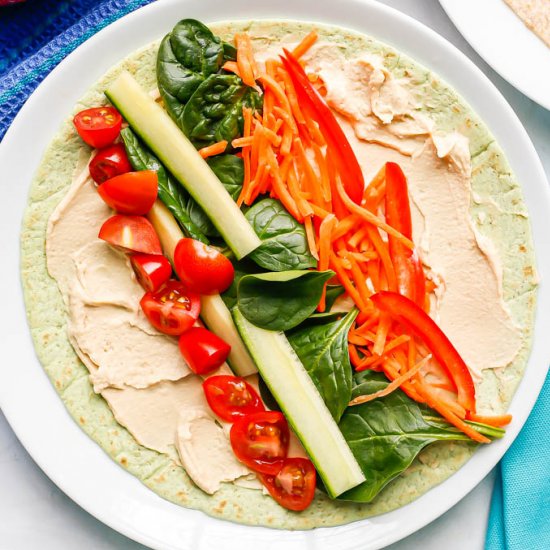 Hummus and veggie roll ups