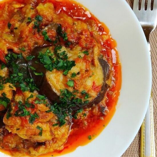 Stewed Eggplant In Tomato Sauce