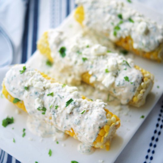 Grilled Corn with Cajun Lime Crema