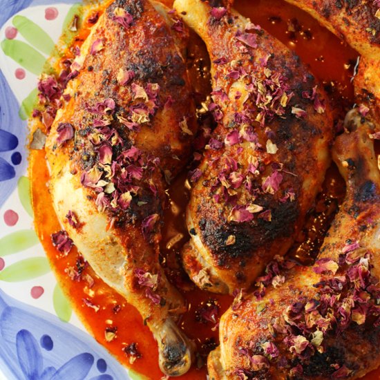 Harissa rose-petal chicken