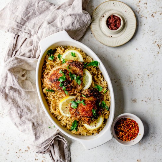 One-Pot Sumac Chicken Lemon Rice