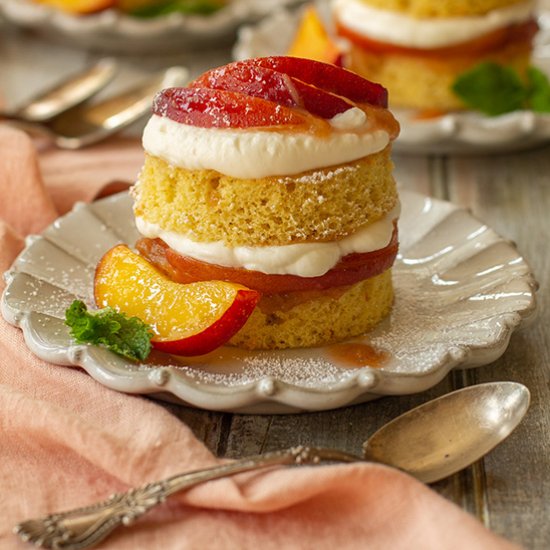 Rhubarb Nectarine Sponge Cakes