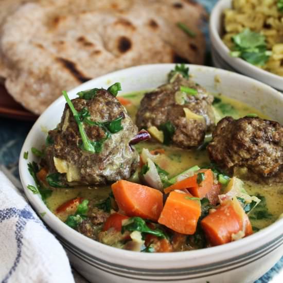 Spicy Curried Meatballs w/ Veggies