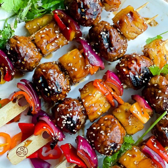 Grilled Turkey Meatball Skewers