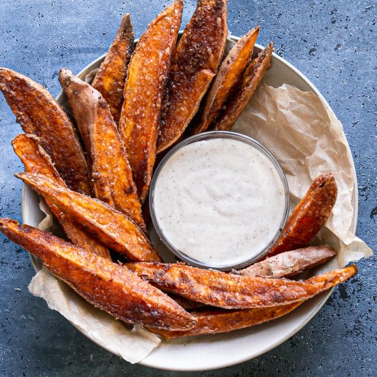 Cinnamon Sugar Sweet Potato Wedges